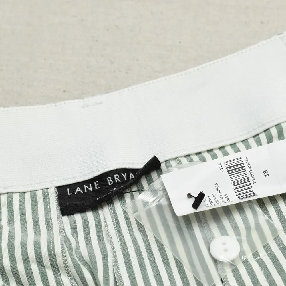 NEW Lane Bryant Women's Capri Pants Straight Striped Cotton Blend Green Size 18